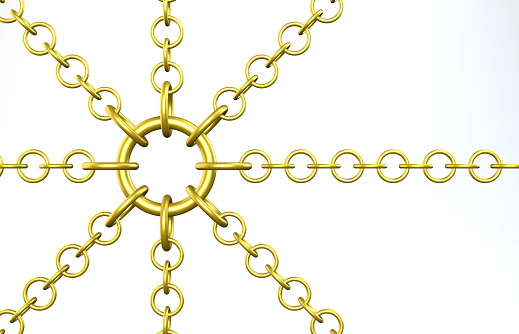 Interconnected Gold chains and teamwork concept.