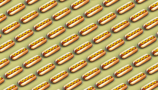 istock Hot dog background. Junk food. 1297056399