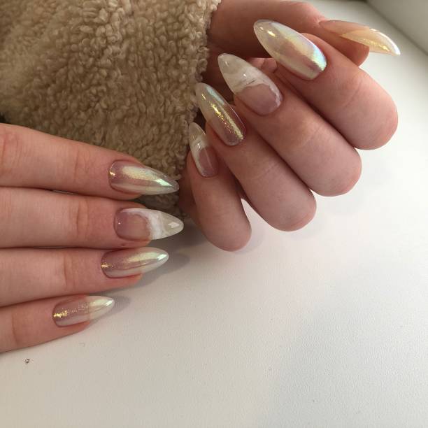 istock Bright multi-colored design of manicure.Multicolored manicure close up 1297057138