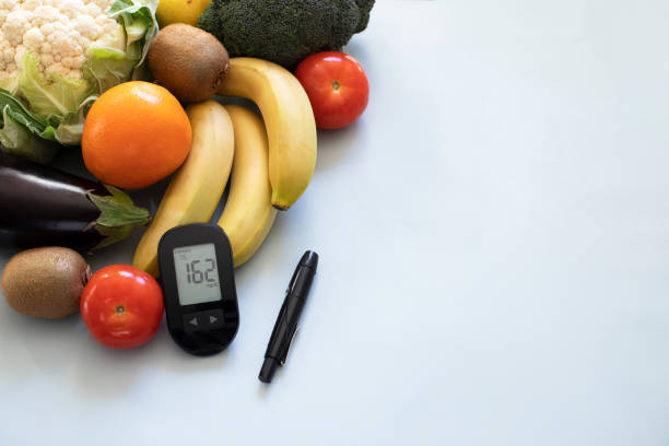 istock Glucose meter and healthy foods for diabetic diet. 1297061352