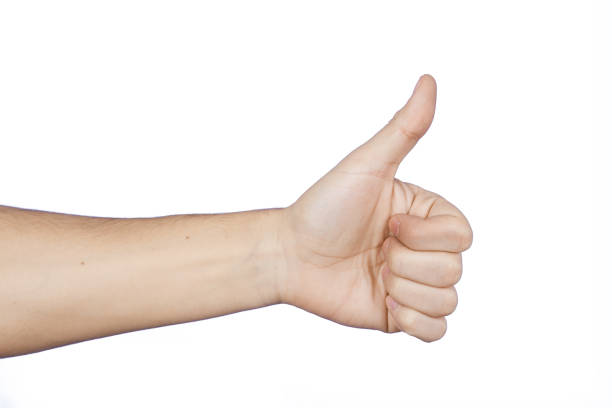 istock Caucasian man's hand with thumbs up. Insulated on a white background. 1297065716