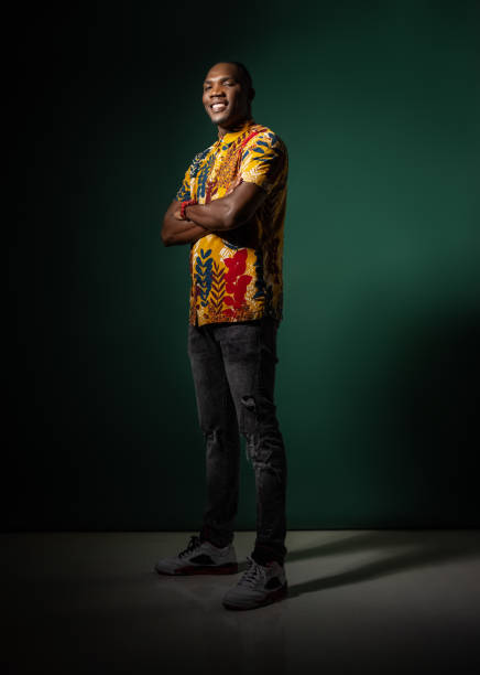 istock Stylish African American man in studio 1297067271