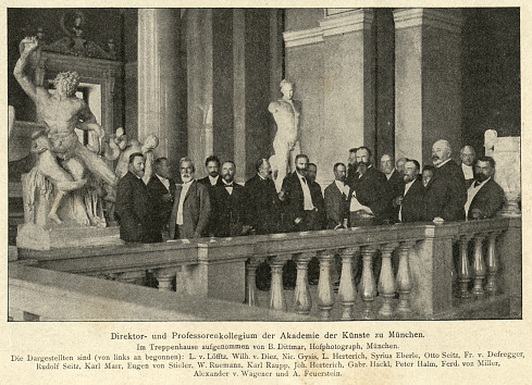 Vintage photograph of Board of directors and professors at the Munich Academy of the Arts, 19th Century