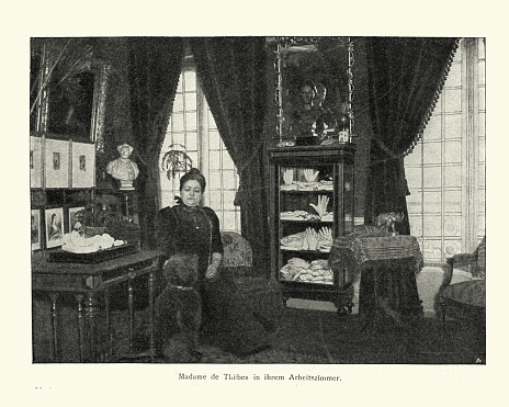 Vintage photograph of Madame de Thebes, 19th Century. Pseudonym of Anne Victorine Savigny was a French clairvoyant and palm reader. She plied her trade from her living room at No. 29 Avenue de Wagram in Paris