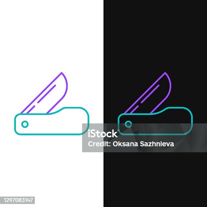 istock Line Swiss army knife icon isolated on white and black background. Multi-tool, multipurpose penknife. Multifunctional tool. Colorful outline concept. Vector 1297083147