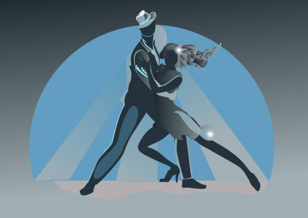 Beautiful romantic couple in passionate Latin American dances. Beautiful romantic couple in passionate Latin American dances. Salsa festival. Hand drawn poster background. reggaeton dance stock illustrations