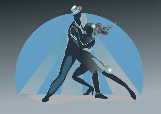 Vector illustration of Beautiful romantic couple in passionate Latin American dances.