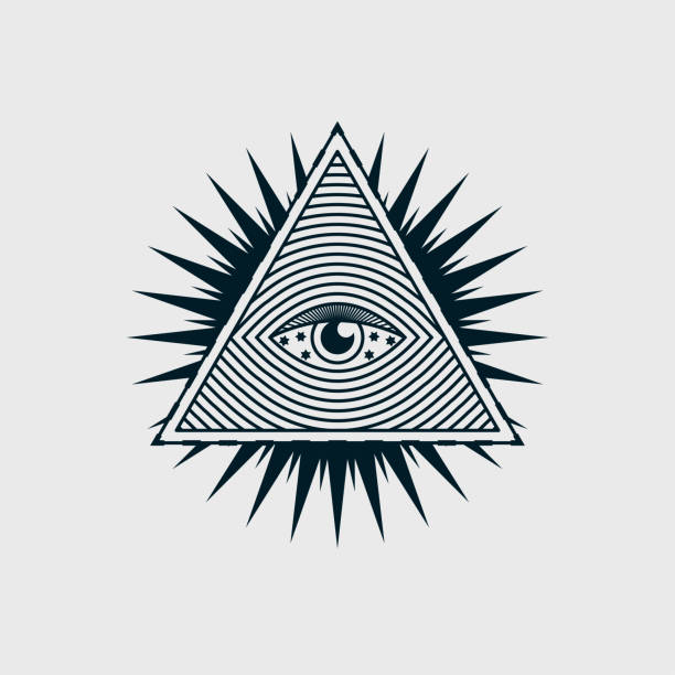 Eye in the triangle, pyramid vector icon. The sign of the third all-seeing eye. Esoteric symbol of intuition. Human design, yoga, hindu. Conspiracy theory of masons illustration Eye in the triangle, pyramid vector icon. The sign of the third all-seeing eye. Esoteric symbol of intuition. Human design, yoga, hindu. Conspiracy theory of masons illustration illuminati stock illustrations