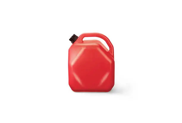 Photo of Red fuel & gas tank on a white background