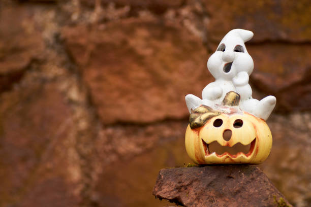 a Shiny halloween pumpkins made of ceramic