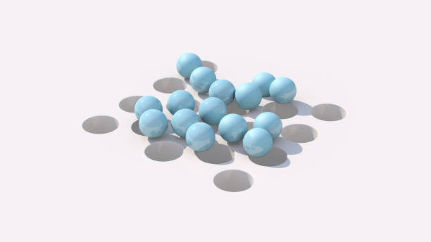 istock Blue glossy balls falling into holes. Abstract illustration, 3d render. 1297092699