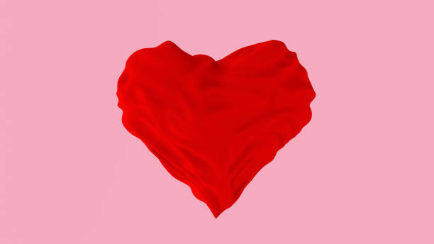istock Red cloth heart. Pink background. Valentine's day concept. Abstract illustration, 3d render. 1297092703