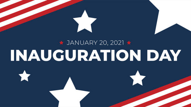 illustrazioni stock, clip art, cartoni animati e icone di tendenza di inauguration day - 20 gennaio 2021 testo per il 46° presidente eletto joe biden con patriotic stars and stripes design background vector illustration - star shape pattern inauguration into office usa