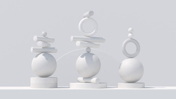 istock White geometric shapes. Equilibrium concept. Abstract illustration, 3d render. 1297094276