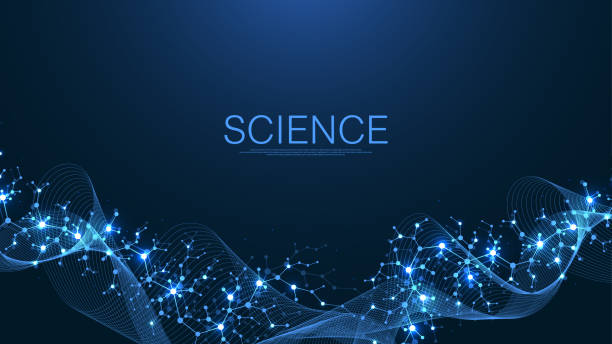 istock Molecular abstract structure and genetic engineering, healthcare and medicine background. Scientific research background. Wave flow, innovation pattern. Vector illustration. 1297095406
