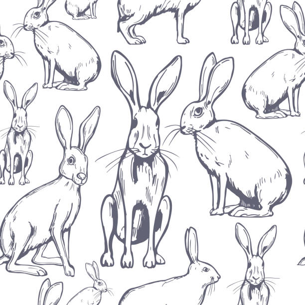 векторный узор с зайцами. - заяц stock illustrations