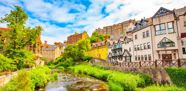 Photo of Scenic panorama of Dean Village, Edinburgh, Scotland