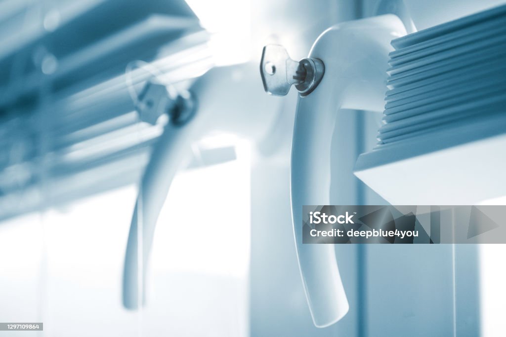 Window with lockable handle and Keys Agreement Stock Photo
