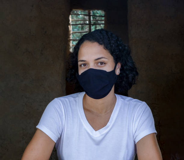 istock Young brazilian woman wearing a face protective mask 1297110204