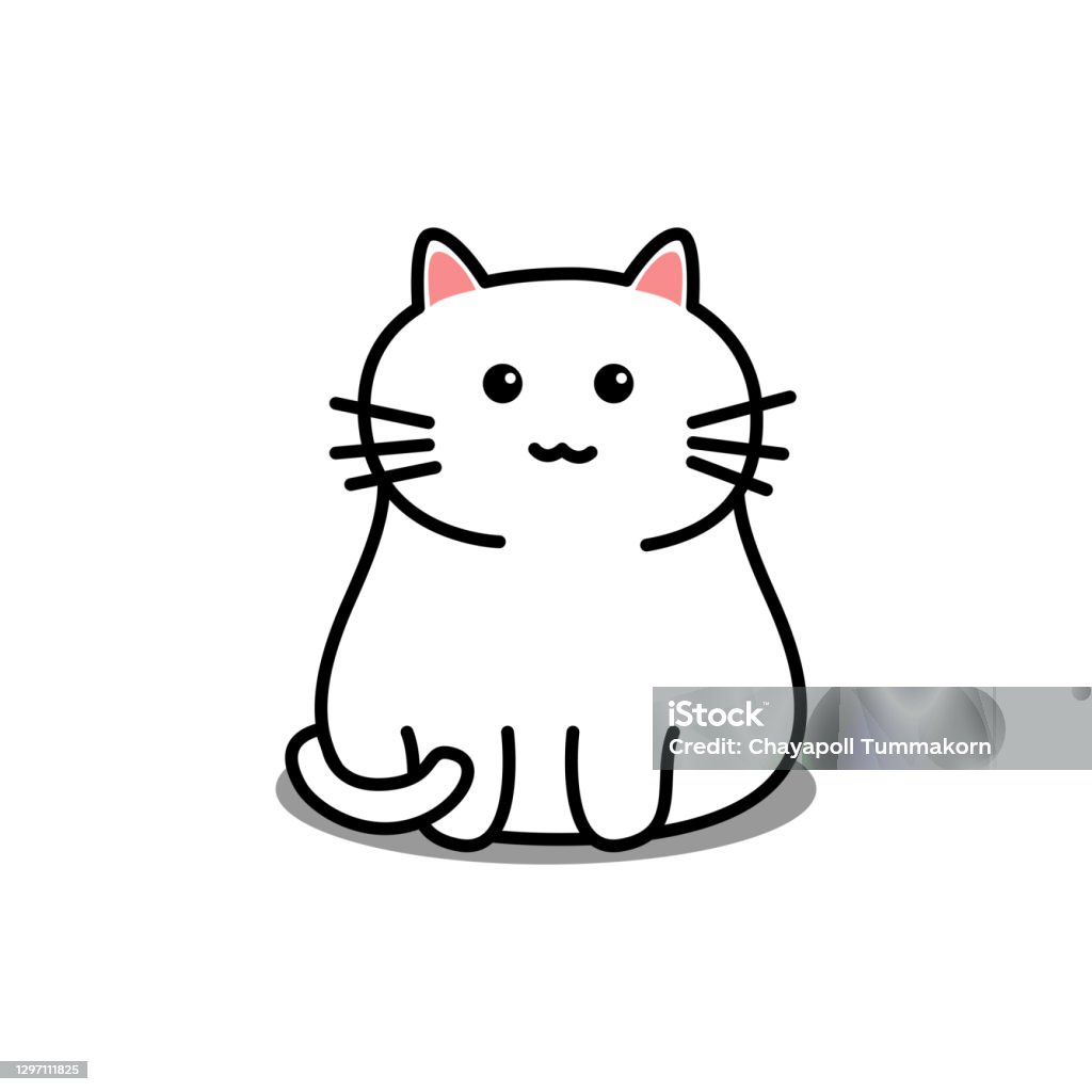 Kartun Kucing Putih Lucu Ilustrasi Vektor Ilustrasi Stok - Unduh Gambar