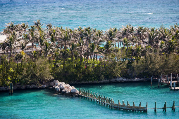 Sea and sky. Beautiful landscape Bahamas. stock photo