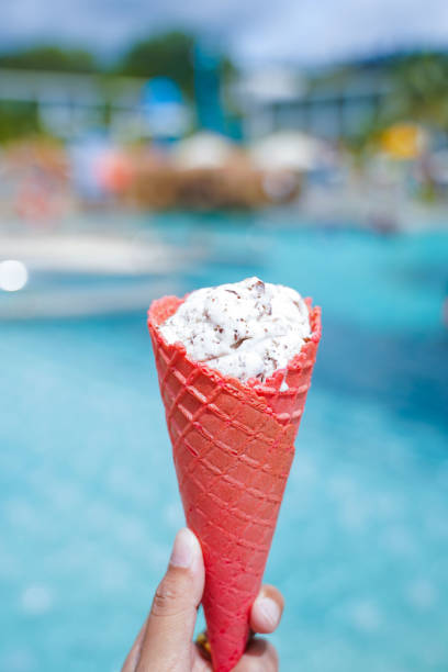 istock Cookies and Cream Ice Cream with pink cone 1297126552