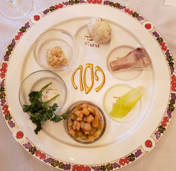 istock Passover SEDER plate on the table from above 1297128168