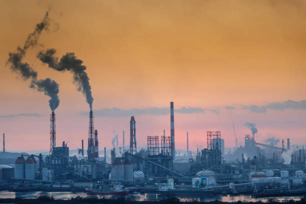 istock Large petrochemical factory at twilight 1297142871