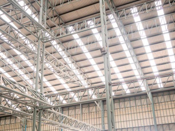 istock Big Hall Roof steel structure the modern design. 1297146105