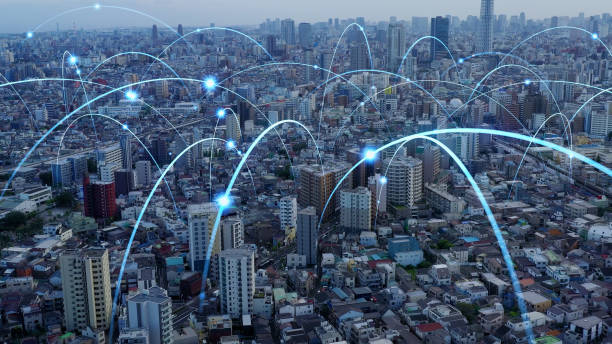 istock Smart city and communication network. Digital transformation. IoT (Internet of Things). ICT (Information Communication Technology). 1297147843