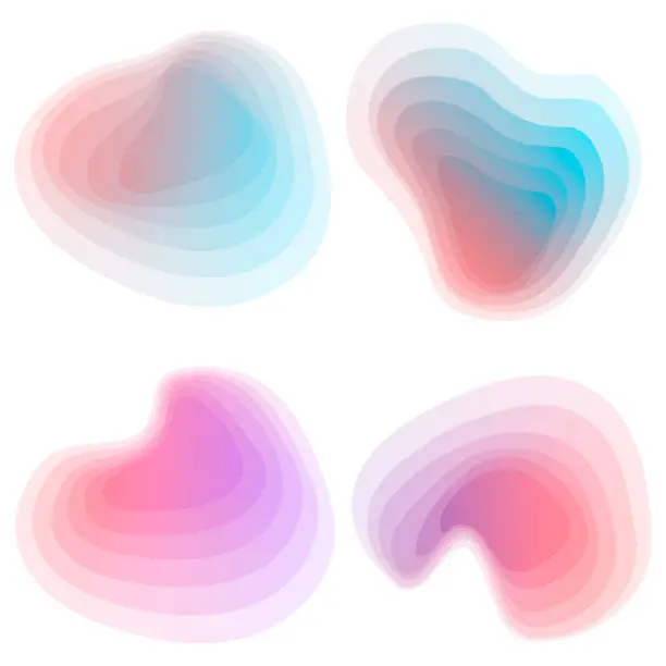 Vector illustration of A set . Gradient Topography. Abstract topographical forms, vector