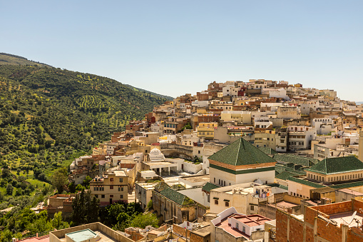 Morocco's holiest town, Moulay Idriss, contains the tomb of its founder who brought Islam to the country.