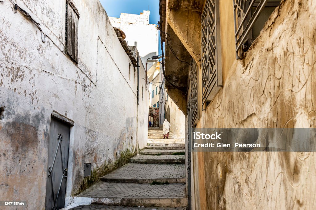 Moulay Idris, Morocco Back alley in Morocco's holiest town, Moulay Idriss Meknes Stock Photo