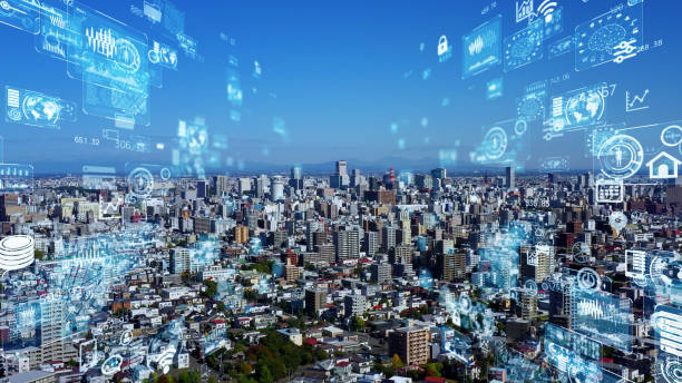 istock Smart city and communication network. Digital transformation. IoT (Internet of Things). ICT (Information Communication Technology). 1297158574