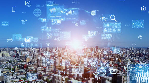 istock Smart city and communication network. Digital transformation. IoT (Internet of Things). ICT (Information Communication Technology). 1297158580