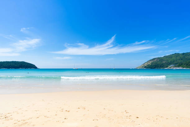istock Beautiful white beach sand and sea 1297159215