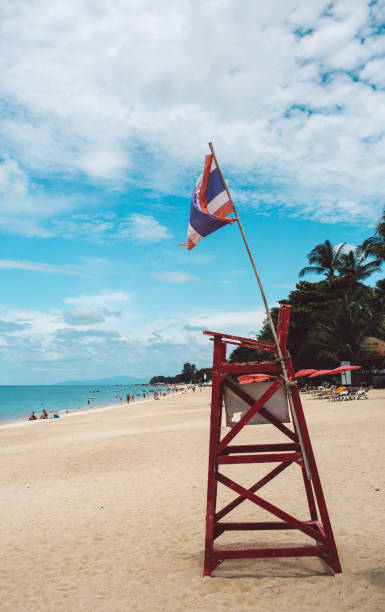 istock Lifeguard Hut On Beach Against Sky 1297159537