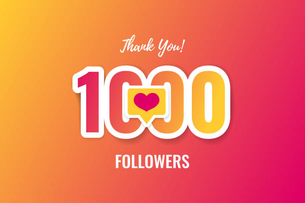 Thank you 1000 followers banner, poster, congratulation card for social network. Vector illustration Thank you 1000 followers banner, poster, congratulation card for social network. Vector illustration number 1000 stock illustrations