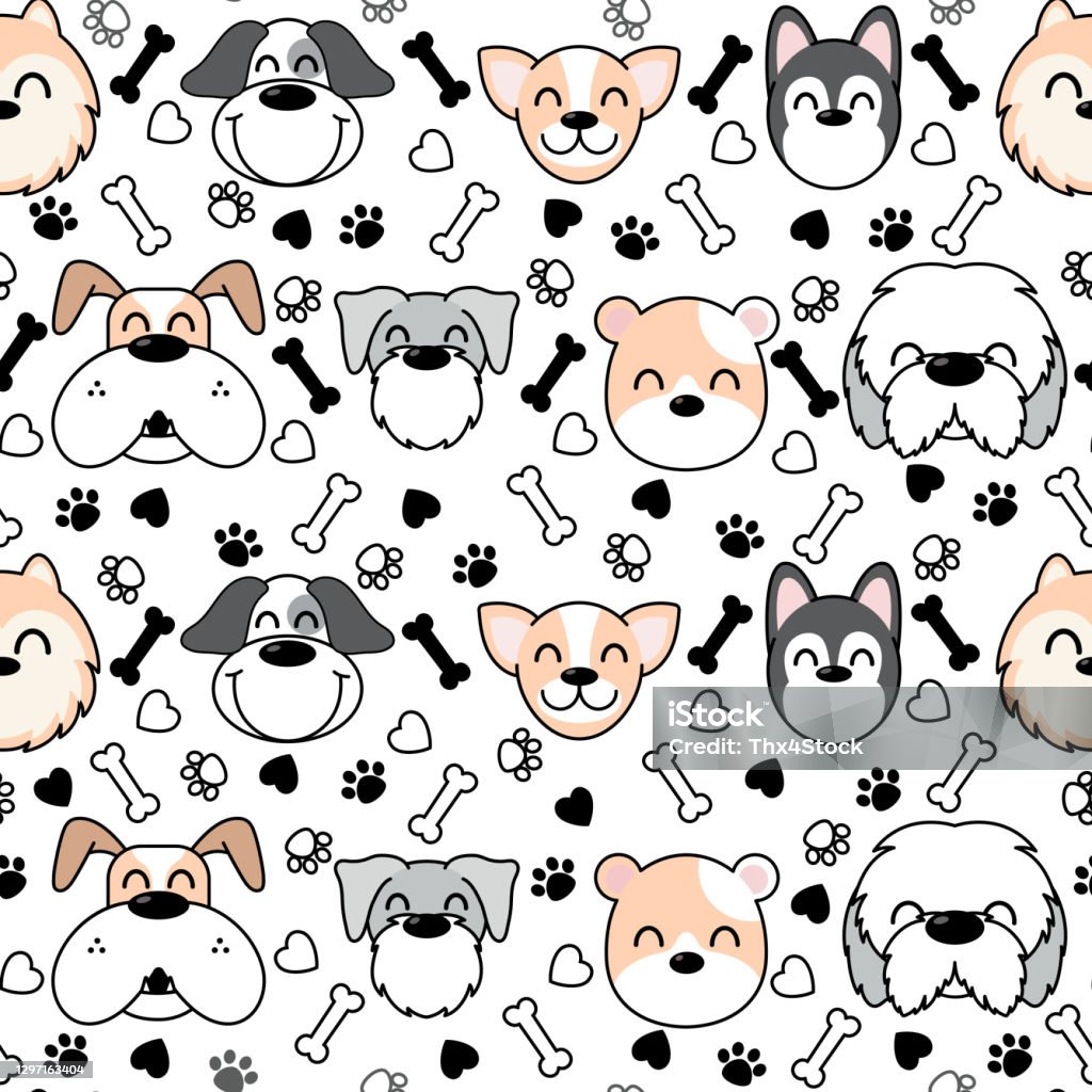 Transparent Dogs Pattern Cute Dogs Pattern Different Dogs Seamless Wallpaper Celebrations And ...