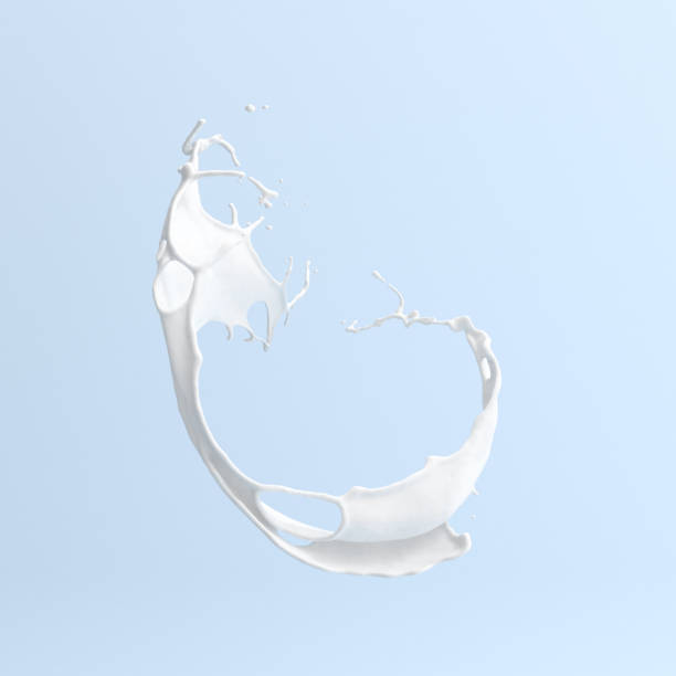 istock Isolated of milk splash on blue background. 3d rendering. 1297165510