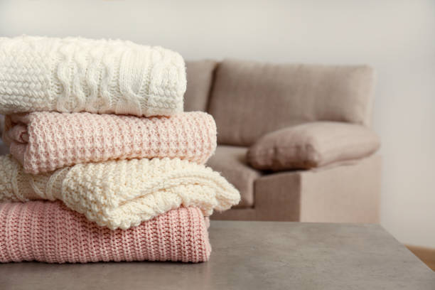 istock Warm knitted clothing items. 1297168338