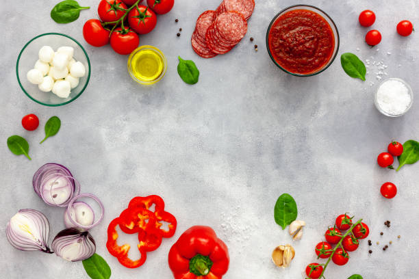 istock Italian pizza preparation and ingredients 1297169557