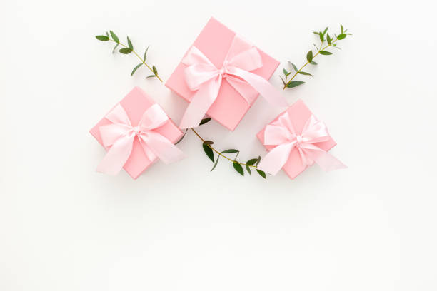 istock Valentines day composition: pink gift boxes with ribbon 1297169618
