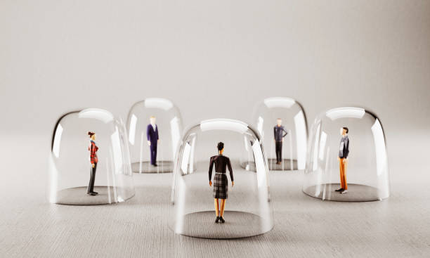 istock People meet from behind glassy protection. Social distancing 1297172066