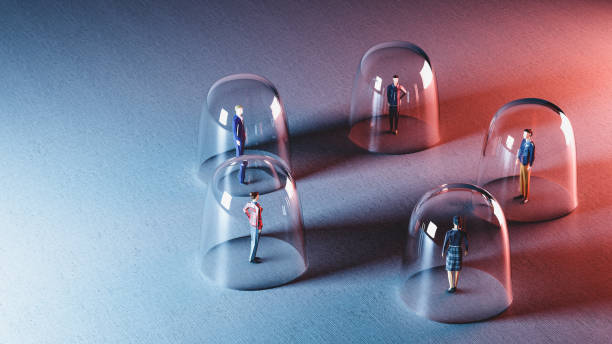 istock People meet from behind glassy protection. Social distancing 1297172091