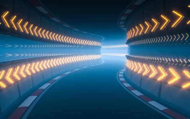 istock View of the infinity empty asphalt international race track, 3d rendering. 1297173339