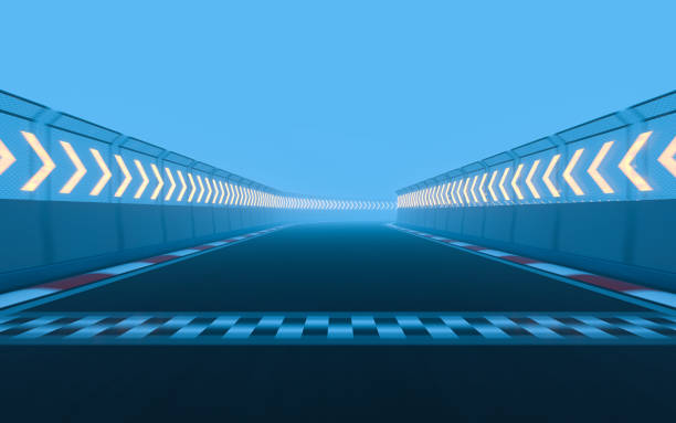 istock View of the infinity empty asphalt international race track, 3d rendering. 1297173381