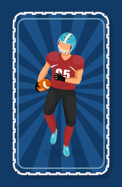człowiek biegający z piłką, gracz futbolu amerykańskiego - football player football american football stadium american football stock illustrations
