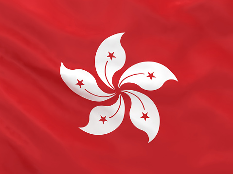 Hong Kong flag waving