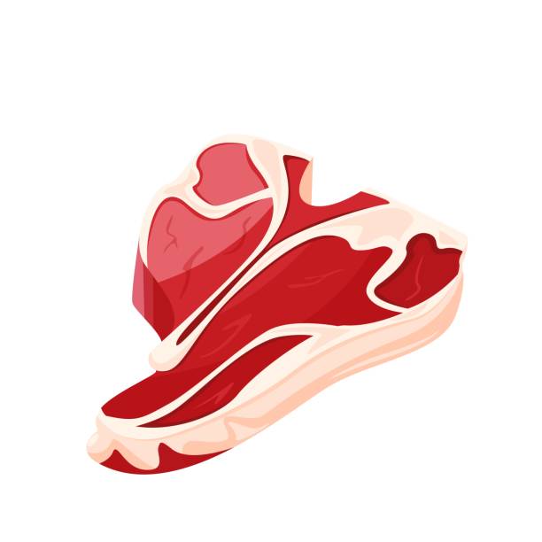 ilustrações de stock, clip art, desenhos animados e ícones de raw meat t-bone steak icon - steak meat beef t bone steak